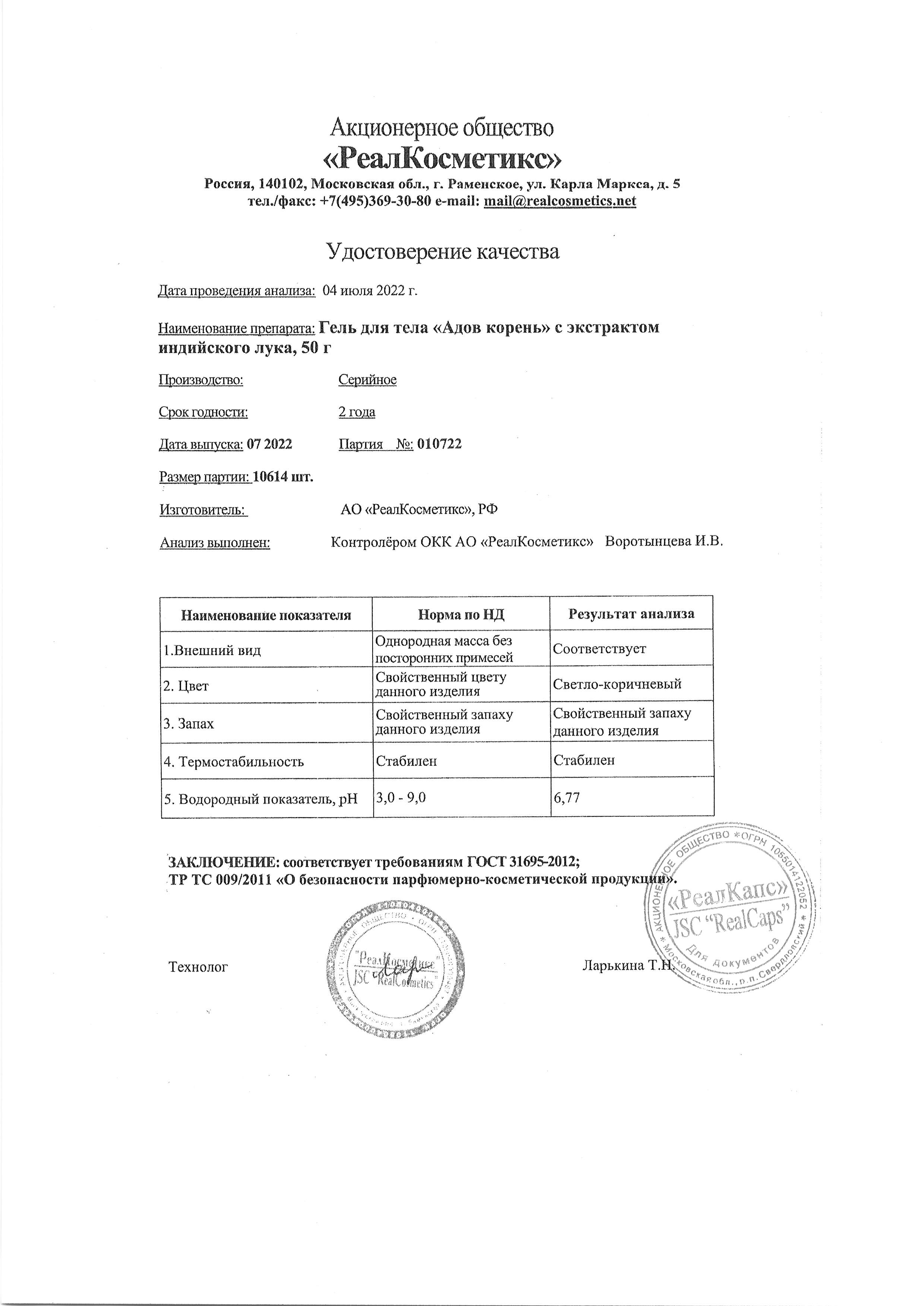 Паспорт №072022